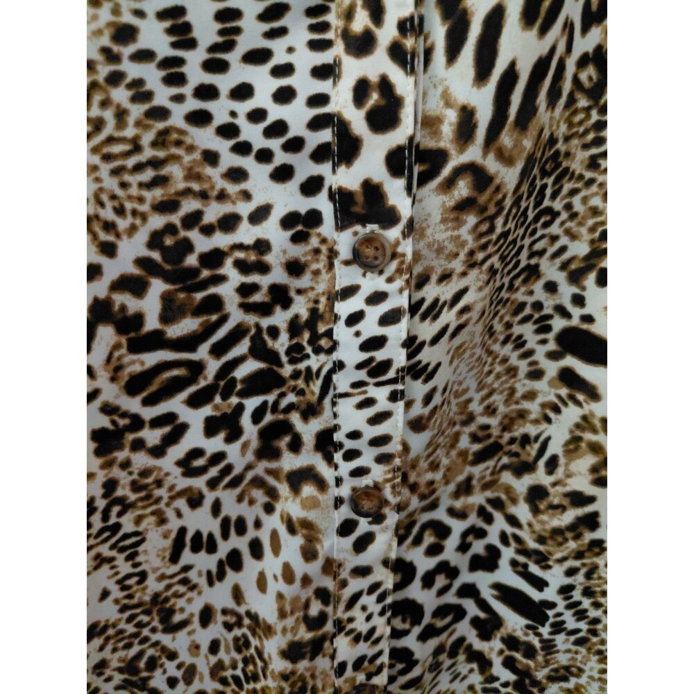 Chicos Women’s Leopard Print Button Down Shirt Tunic Animal Print Size 3(XL) - Picture 4 of 11